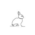 Drawing of a line of standing rabbit animals. Line drawing of a standing rabbit animal.