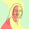 Illustration of line art lady smile on abstract