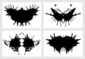 Ink blot for psychiatric evaluations. Rorschach test. Vector set of grunge abstract black spots