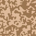 Desert masking color. Brown beige camouflage seamless pattern. Modern military two color camo vector texture.