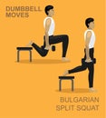 Bulgarian Split Squat Dumbbell Moves Manga Gym Set Illustration