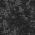 Black military background of soldier camouflaging, seamless pattern. Modern vector camo texture for army clothing.