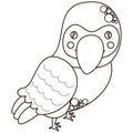 Cute black and white cartoon character parrot.
