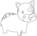 Cartoon adorable black and white standing baby rhino with a smile.