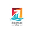 Departure Ship Logo Design Vector Icon Graphic Royalty Free Stock Photo