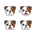 Set of character bulldog faces showing different emotions