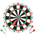 Classic dart board target and darts arrow isolated on white background,board game , Vector Illustration