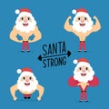 Santa Strong with team And Merry Christmas. Vector illustration Royalty Free Stock Photo