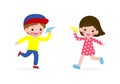 Vector illustration Set of Happy Children boy and girl playing with paper airplane,children and origami plane flying on the sky Royalty Free Stock Photo