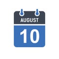 August 10 Calendar Date Icon, Event Date Icon, Calendar Date, Icon Design Vector Graphic Royalty Free Stock Photo