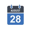 August 28 Calendar Date Icon, Event Date Icon, Calendar Date, Icon Design Vector Graphic Royalty Free Stock Photo