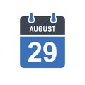 August 29 Calendar Date Icon, Event Date Icon, Calendar Date, Icon Design Vector Graphic Royalty Free Stock Photo