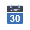 August 30 Calendar Date Icon, Event Date Icon, Calendar Date, Icon Design Vector Graphic Royalty Free Stock Photo