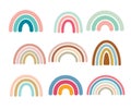 Cute colorful rainbows set. Childish flat vector illustrations collection.