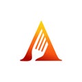 Letter A Fork Logo Design Vecktor Icon Graphic