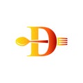 Letter D Spoon and Fork Logo Design Vecktor