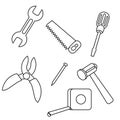 Simple stylish tool set design set on isolated white background