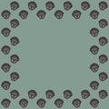 The square frame of flat cute smiling cartoon faces of western gorillas with ruddy cheeks on gray background. Cute border of Afric Royalty Free Stock Photo