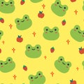 Seamless pattern with cute cartoon frog for fabric print, textile, gift wrapping paper. colorful vector for kids