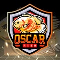White oscar fish mascot. esport logo design