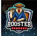 Rooster samurai mascot. esport logo design