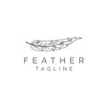 Line art Feather Logo Icon Design Template Vector Illustration