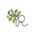 Letter R Leaf Tree Nature Logo Design Vector Royalty Free Stock Photo