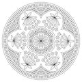 Black and white mandala vector isolated on white. Royalty Free Stock Photo