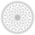 Black and white mandala vector isolated on white. Royalty Free Stock Photo