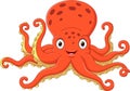 Cartoon happy octopus on white background