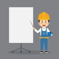 Construction Workers Character with Blank Board Royalty Free Stock Photo
