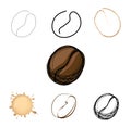 Set of coffee beans and stain, vector illustration logo