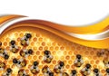 Abstract Background with Working Bees Crawling on Honeycomb Royalty Free Stock Photo