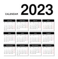 Colorful Year 2023 calendar horizontal vector design template, simple and clean design.