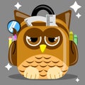 Illustration vector graphic cartoon character of owl patterned school bag Royalty Free Stock Photo