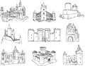 Vector sketch of European medieval castle Royalty Free Stock Photo