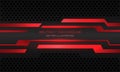 Abstract red cyber circuit line banner on black metallic circle mesh design modern futuristic technology background vector Royalty Free Stock Photo