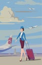 Stewardesses. Flight attendant. Airport. Vector. Royalty Free Stock Photo