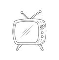 Old Television Line Icon, media entertainment, broadcast, marketing vector illustration