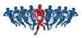 Group of Gaelic Football Men Players Action Cartoon Graphic Vector