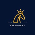 Elegant yellow horse king logo Royalty Free Stock Photo