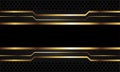 Abstract gold cyber line black banner on dark grey circle mesh design modern luxury futuristic technology background vector Royalty Free Stock Photo