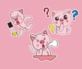 doodle illustration of cute pig cartoon stickers with various poses