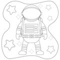 Illustration vector graphic coloring book of character an astronaut