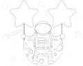 Illustration vector graphic coloring book of astronauts ride the moon and stars