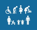 Symbol Priority Disable Passenger Elderly passenger Pregnant Old man Woman with infant child baby orthopedic wheelchair crutches m Royalty Free Stock Photo