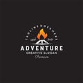 Bonfire camp fire flame vintage retro logo design vector Design Illustration