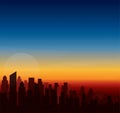 Modern city skyline sunset landscape backgrounds vector illustration EPS10