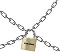 Vector image of the two iron chains isolated on the white background with a padlock.