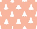 Seamless vector pattern of hand drawn illustrations of various shapes of noses